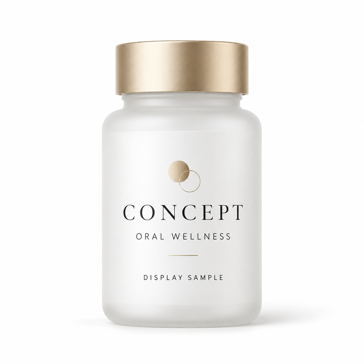 Fictional oral wellness bottle marked display sample